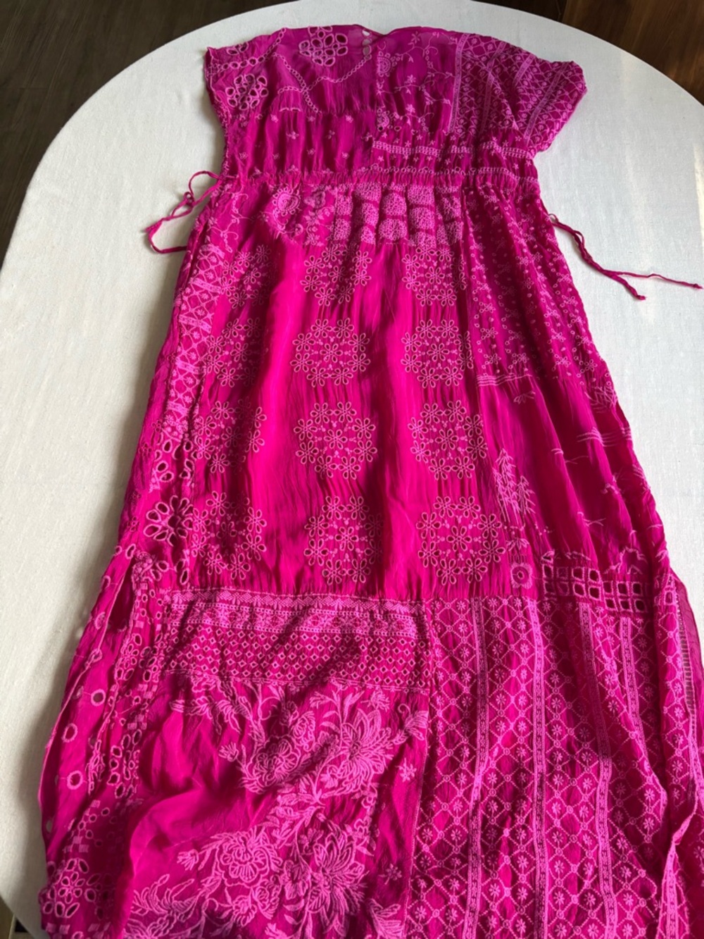 Johnny Was Olympic Patchwork Maxi Dress Hot Pink Cotton Size S - Picture 5 of 9